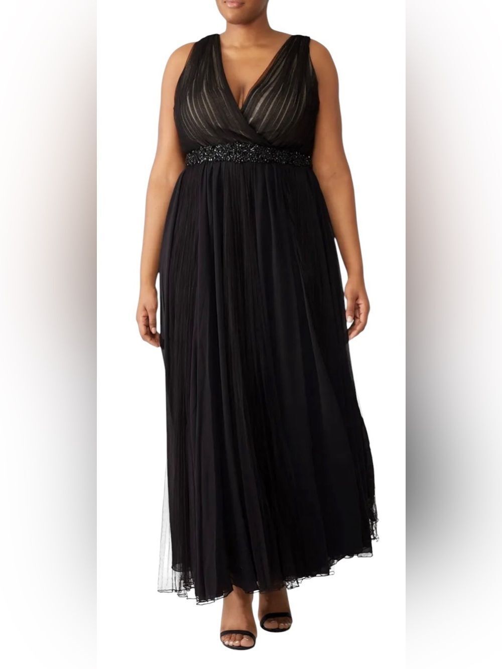 Badgley Mischka Black Pleated Gown Size 12
